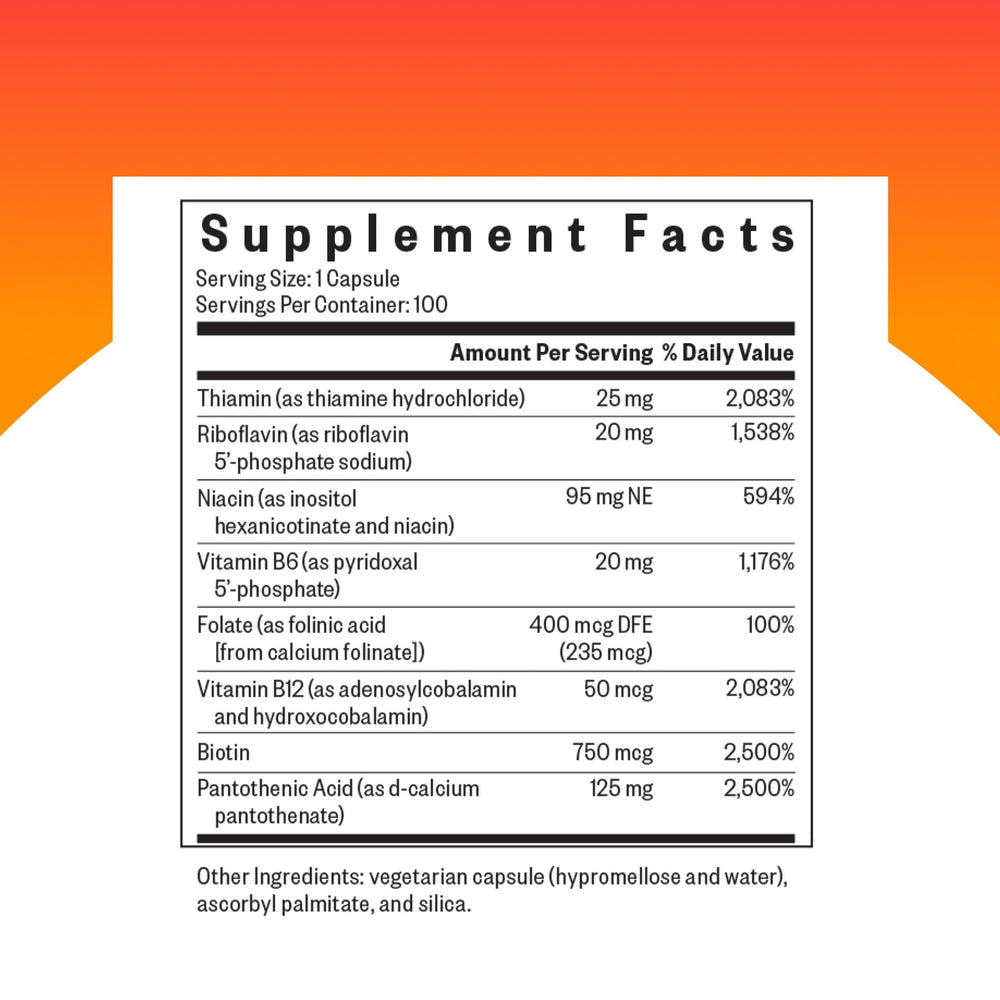Seeking Health B Complex MF nutrition facts panel showing folate and folinic acid