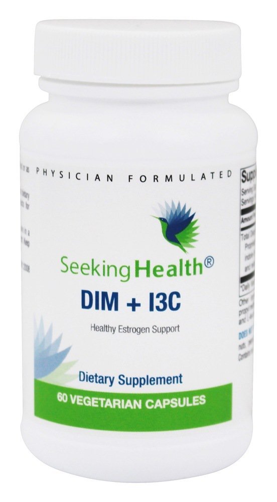 Seeking Health DIM & I3C bottle front view for balanced estrogen support.