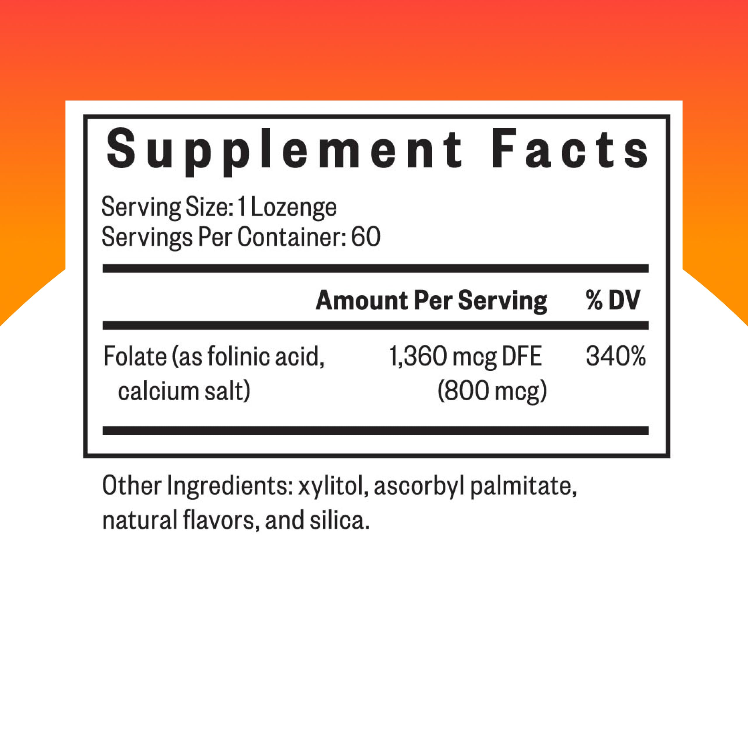 Seeking Health folinic acid label closeup highlights methyl-free folate form for sensitive users