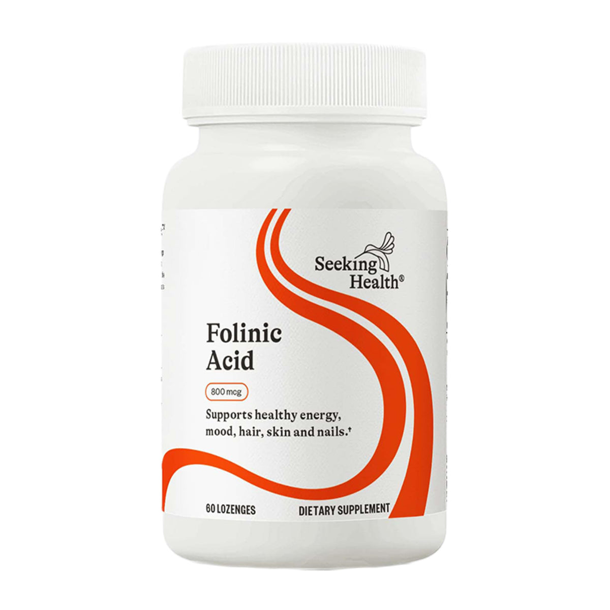 Seeking Health folinic acid lozenges bottle delivering 1360 mcg folate for heart health support