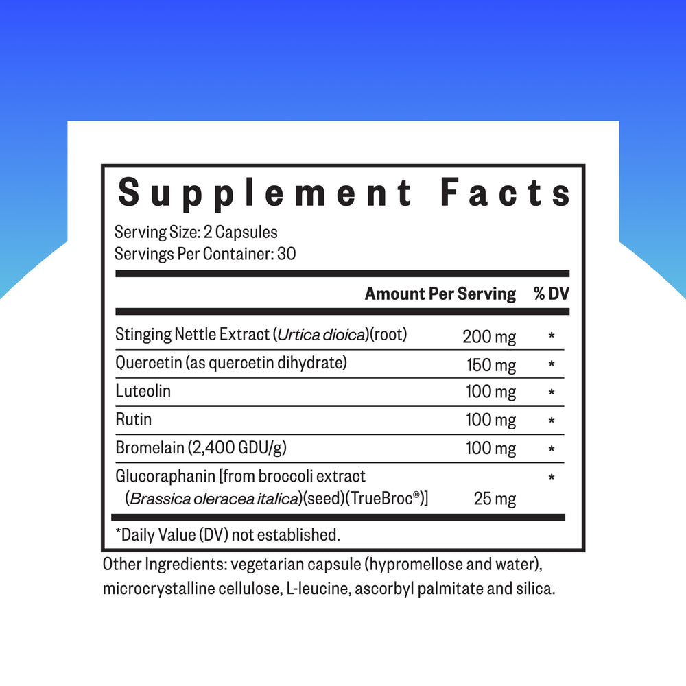 Seeking Health HistaminX flavonoids bottle highlights antioxidant blend for immune support