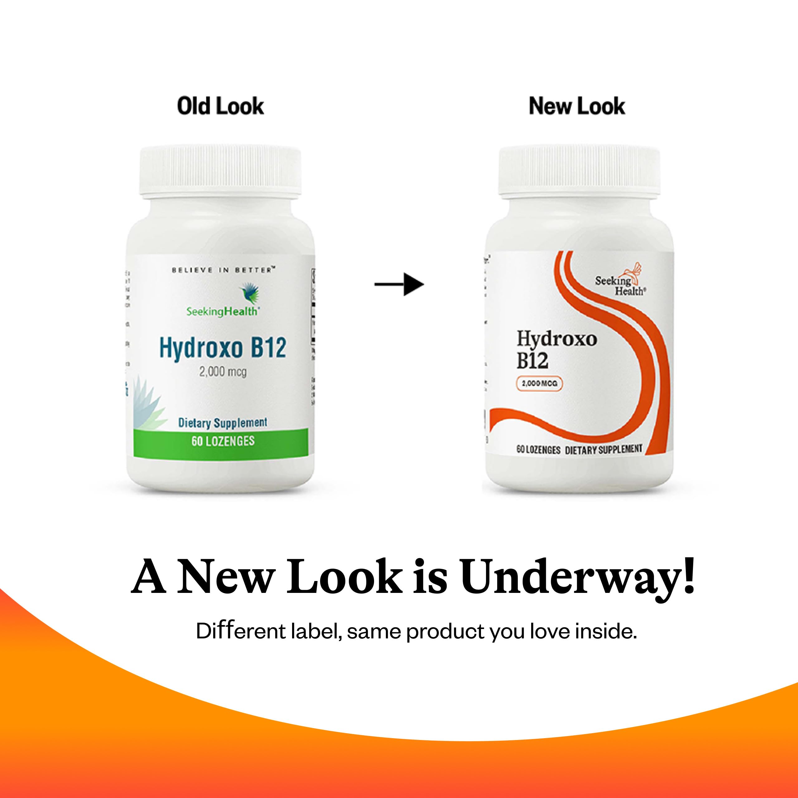 Seeking Health Hydroxo B12 bottle inner view showing lozenge texture