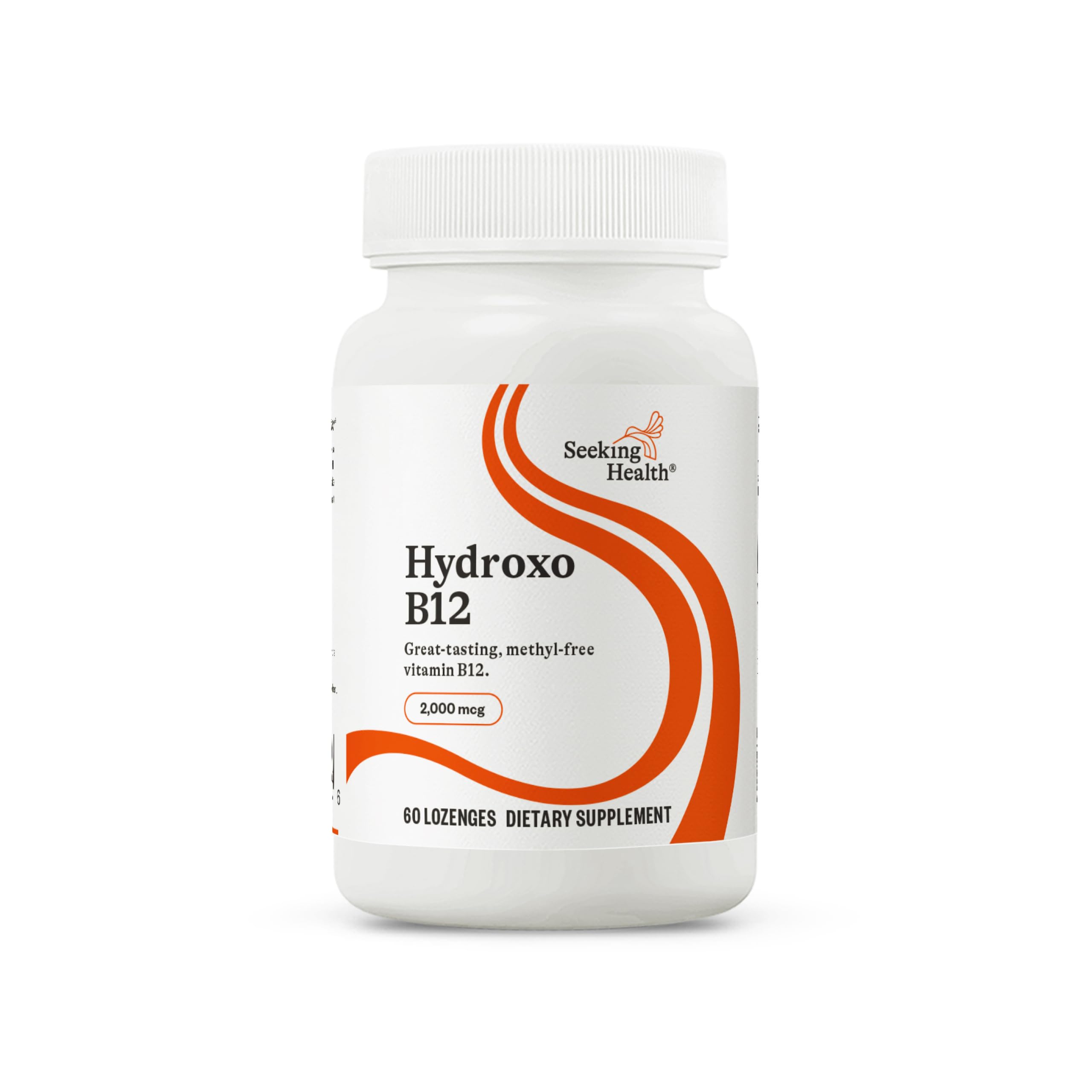 Seeking Health Hydroxo B12 lozenge bottle front showing 60 lozenges for energy support