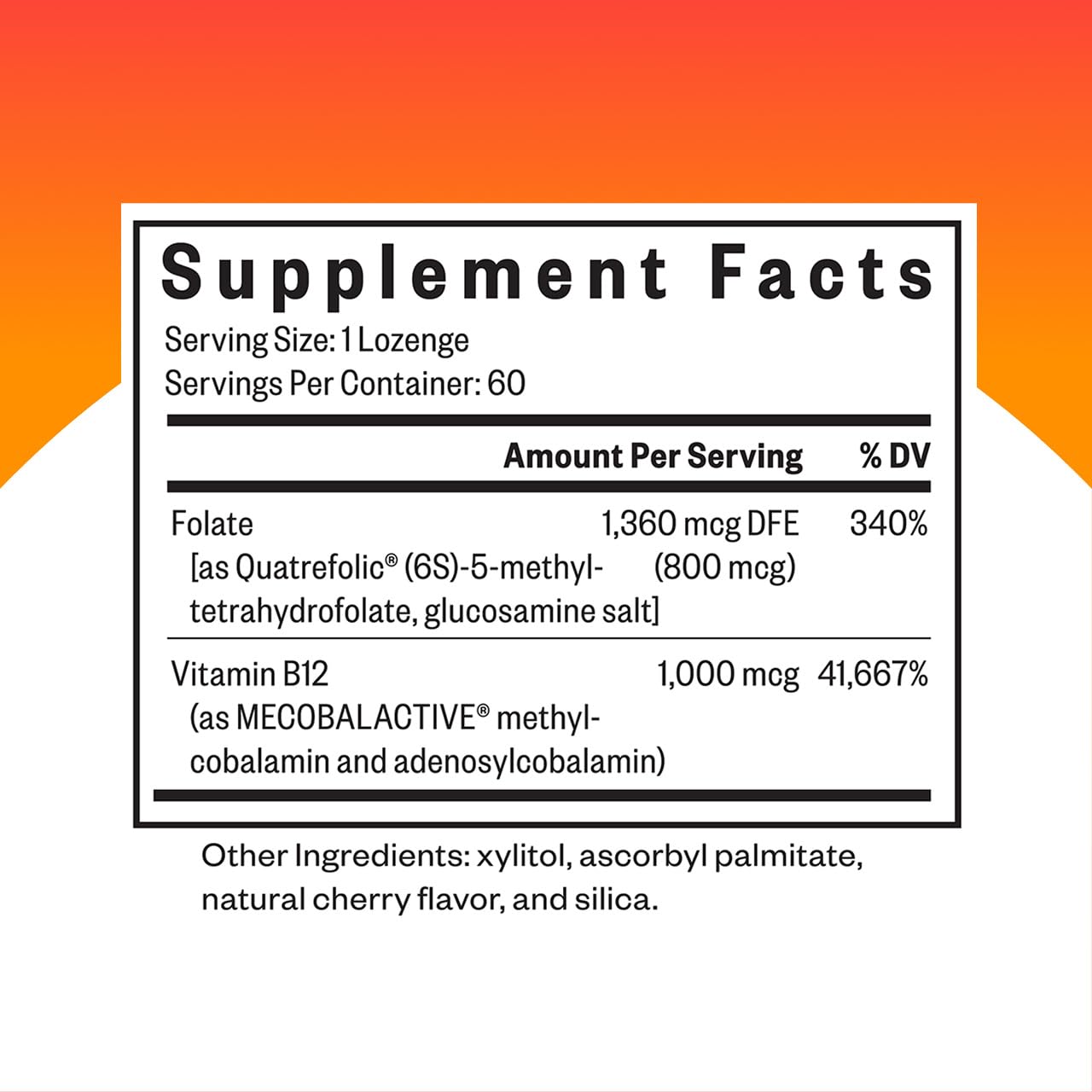 Seeking Health Methyl B12 lozenge packaging shows clear dosage and allergen-friendly features.