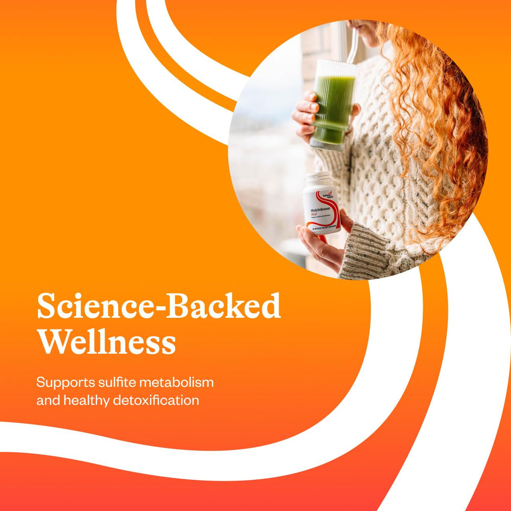 Packaging image of Seeking Health molybdenum supplement emphasizing quality and safety.