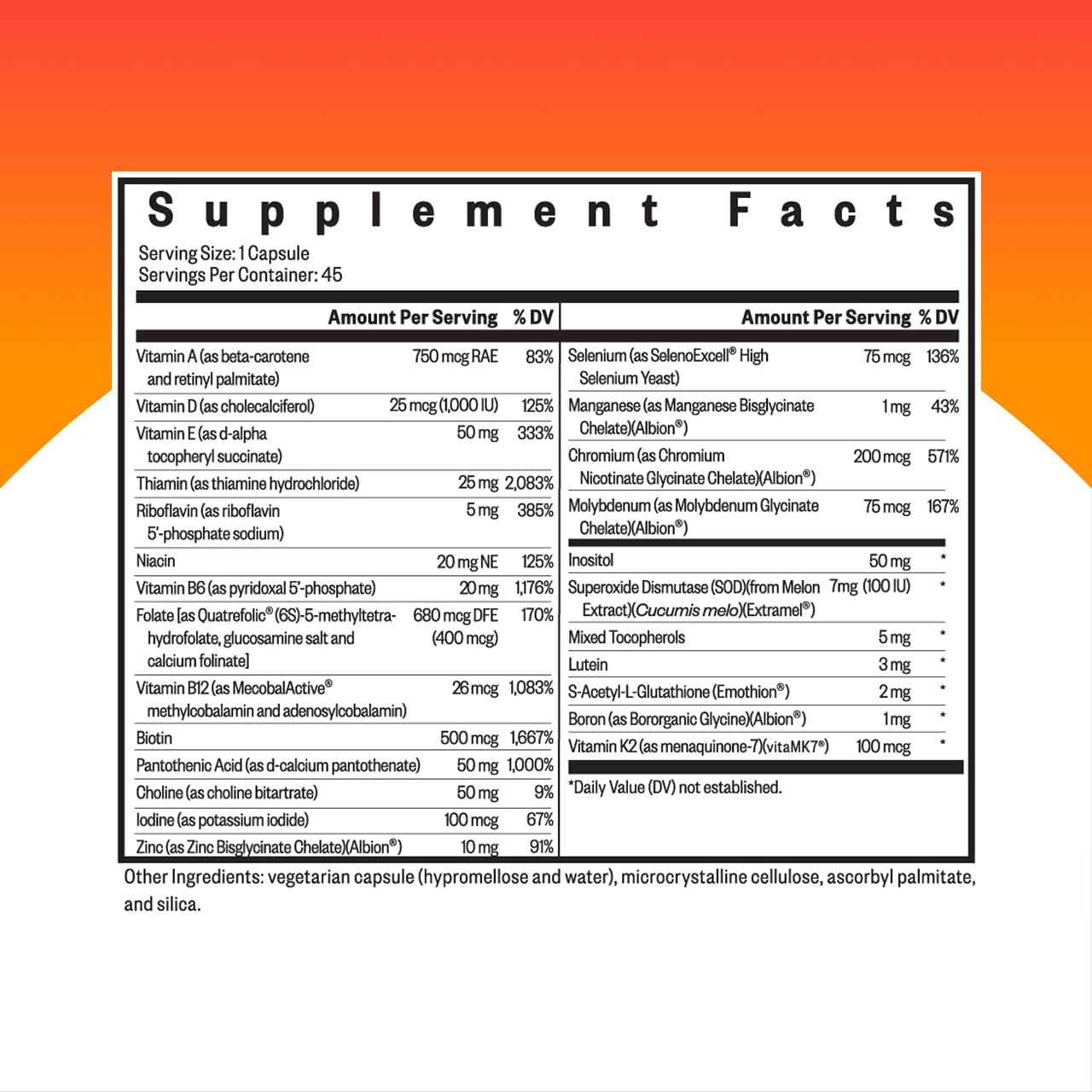 Seeking Health Multivitamin One capsules image highlighting bioavailable nutrients for energy.