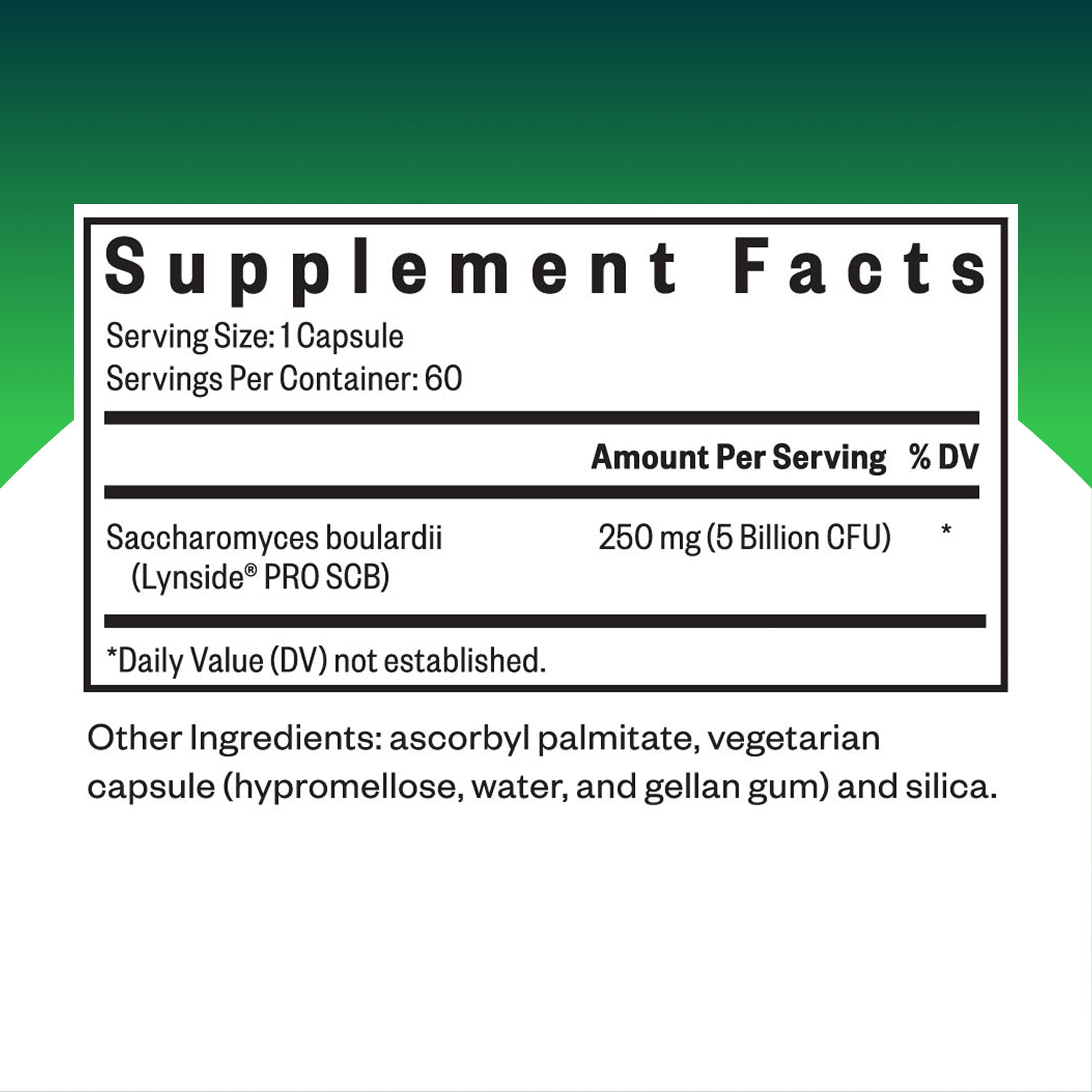 Seeking Health Saccharomyces boulardii capsules close-up for easy daily use.