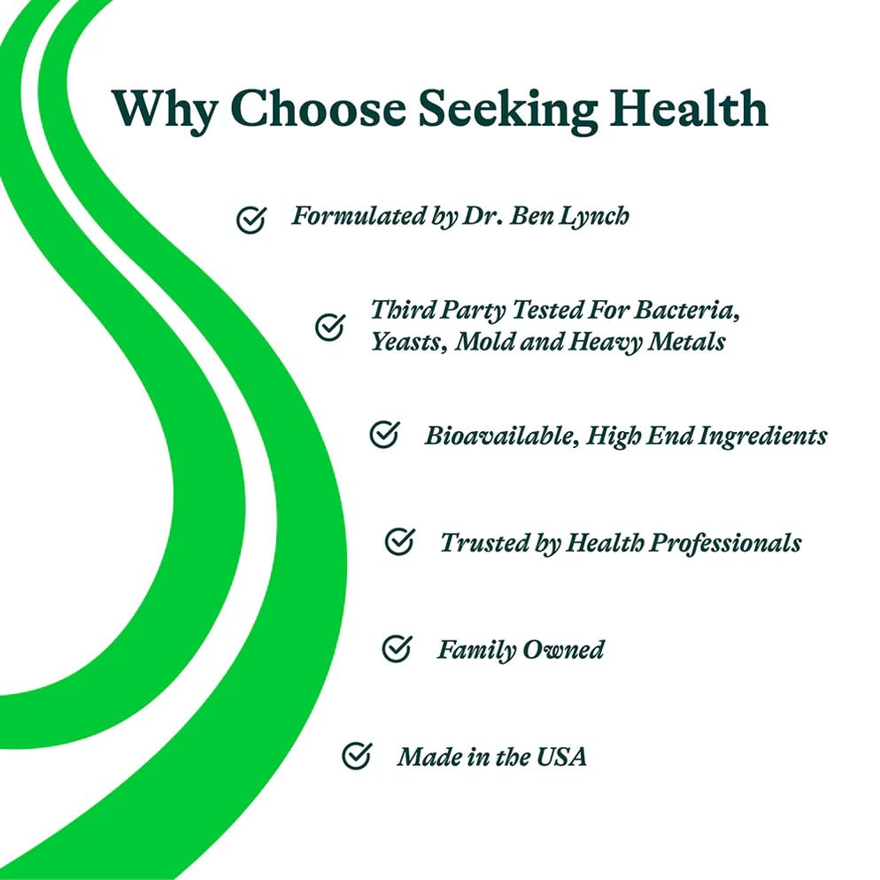 Seeking Health Saccharomyces boulardii travel-ready bottle on a shelf.