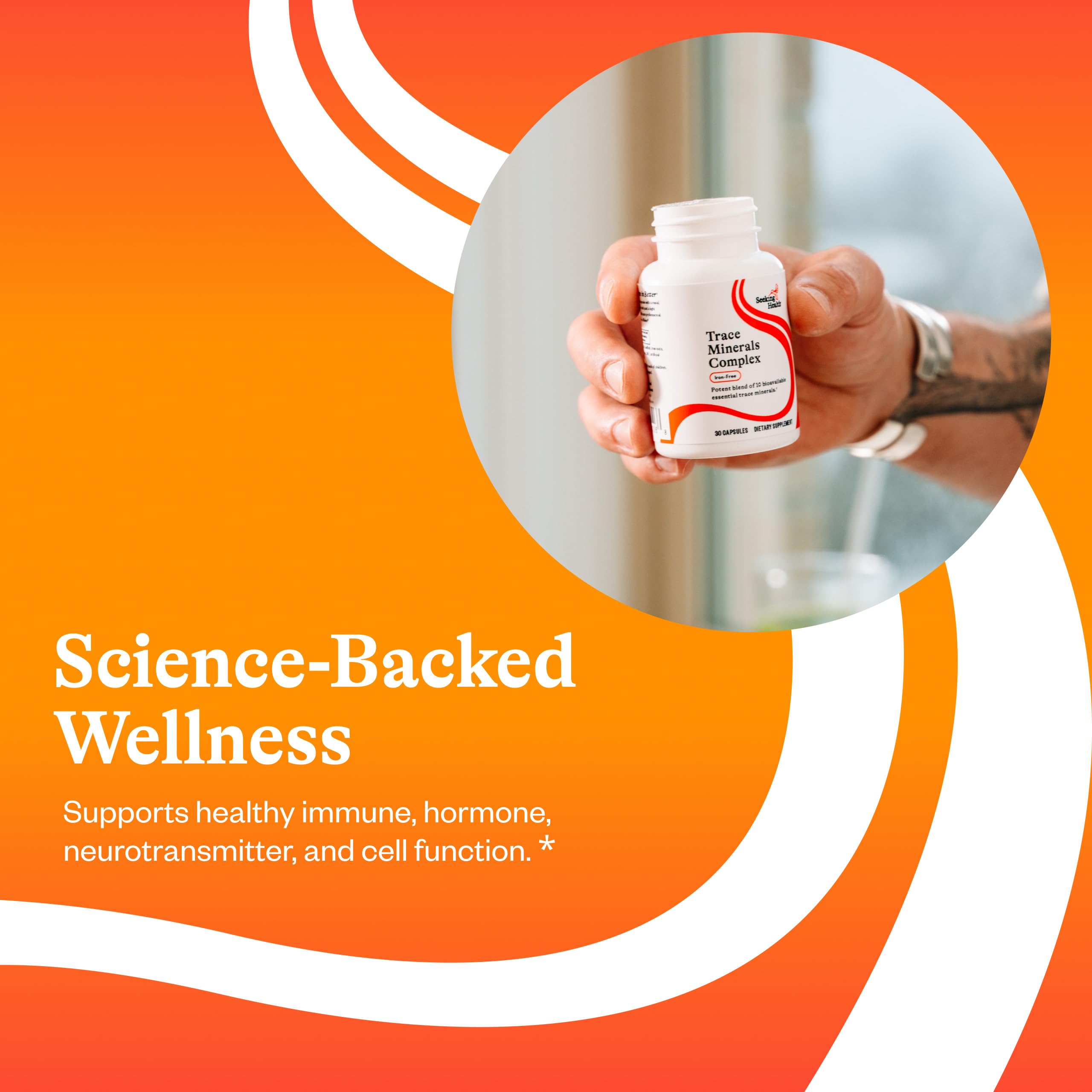 Seeking Health Trace Minerals Complex scene with bottle and setting