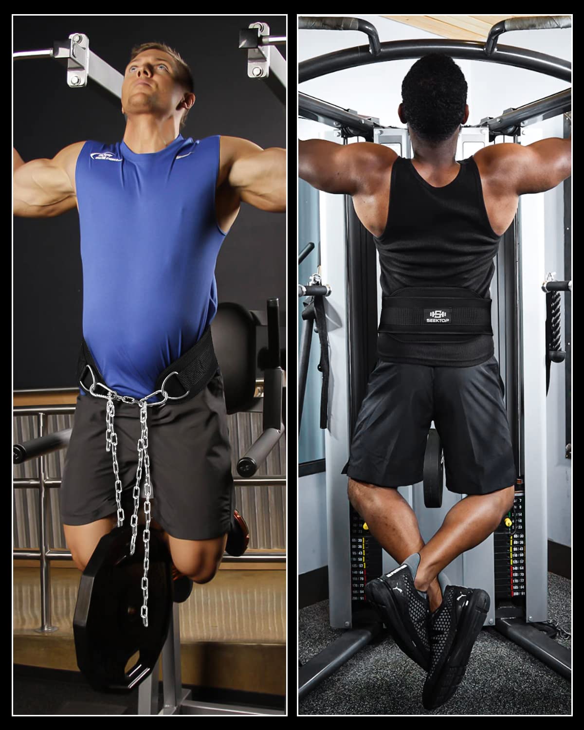 Seektop dip belt ideal for crossfit and squats, improving training versatility.