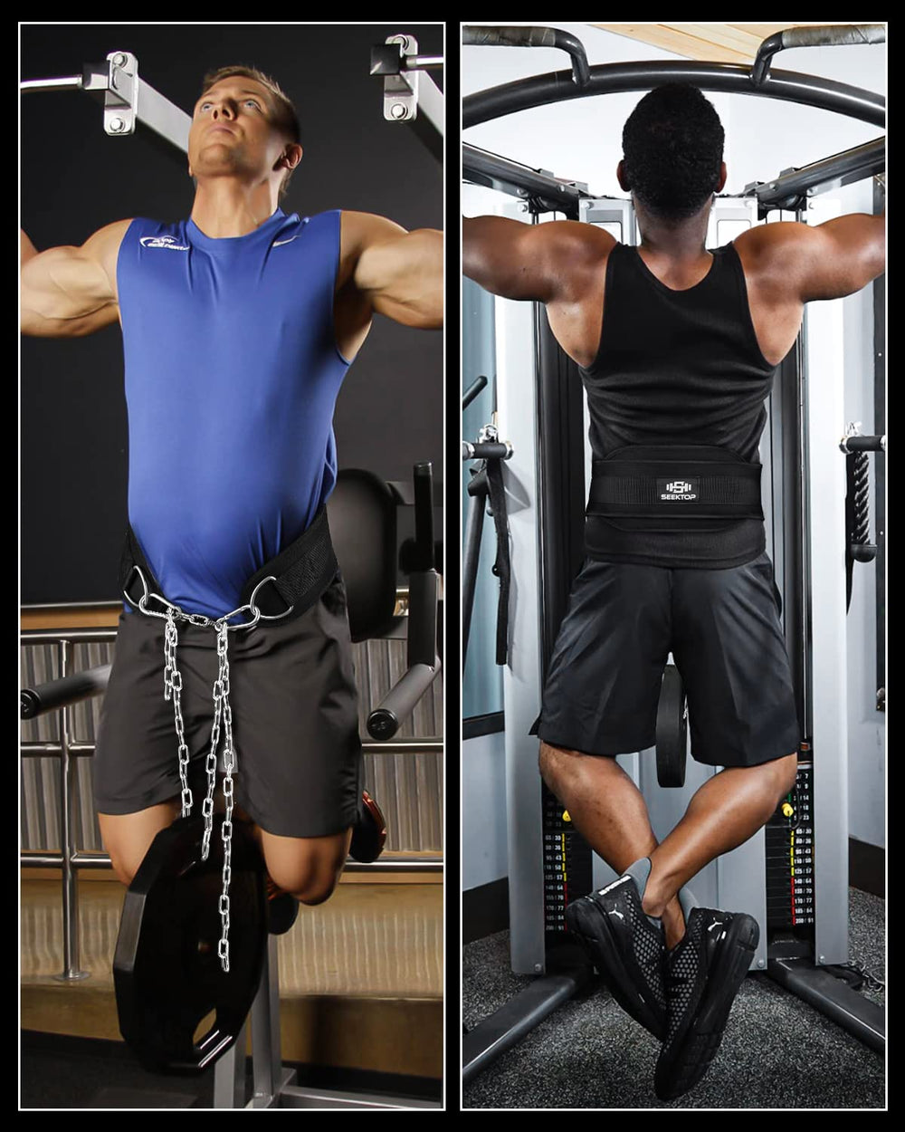 Seektop dip belt ideal for crossfit and squats, improving training versatility.