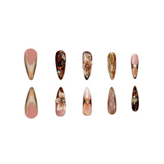 SEENEEY almond-shaped brown nails offer natural fit and comfortable wear.