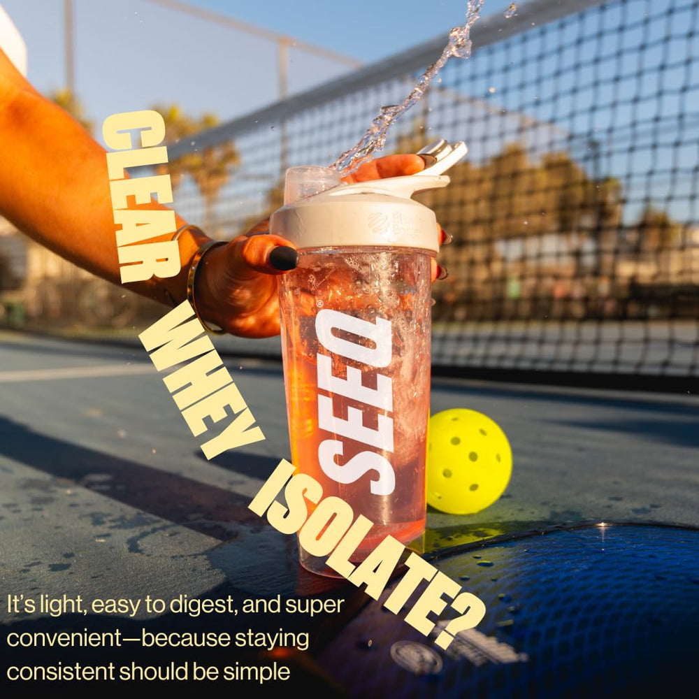 SEEQ Clear Whey Isolate nut-free facility label signals allergen-conscious production.