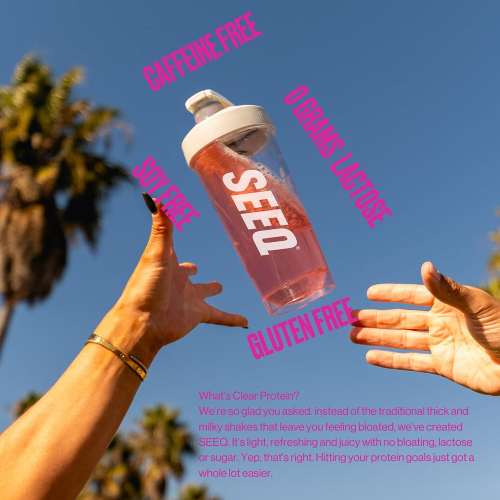 SEEQ fruit-punch ready-to-mix shake with ice highlights refreshing taste