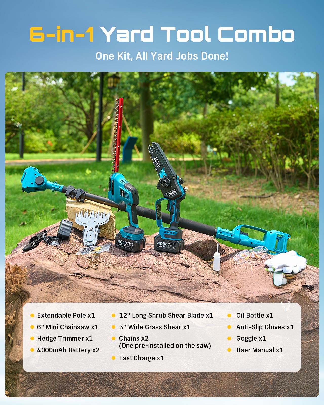 Seesii detachable mini chainsaw mode for ground-level work.