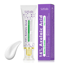 Sefralls 14% Azelaic Acid Cream bottle showcases a high-strength formula for clearer pores.