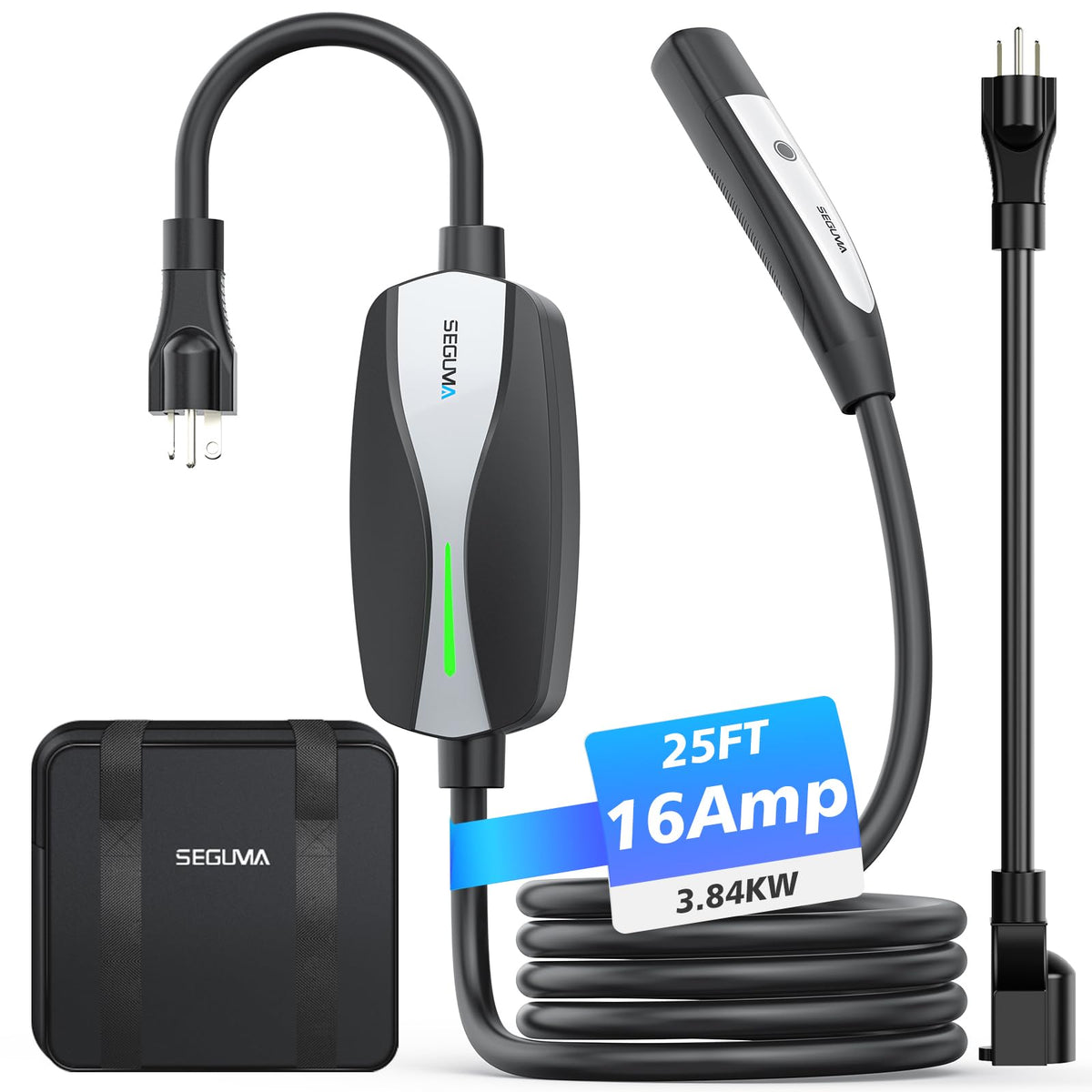 SEGUMA Level 1/2 Tesla Charger with NACS connector for versatile home charging.