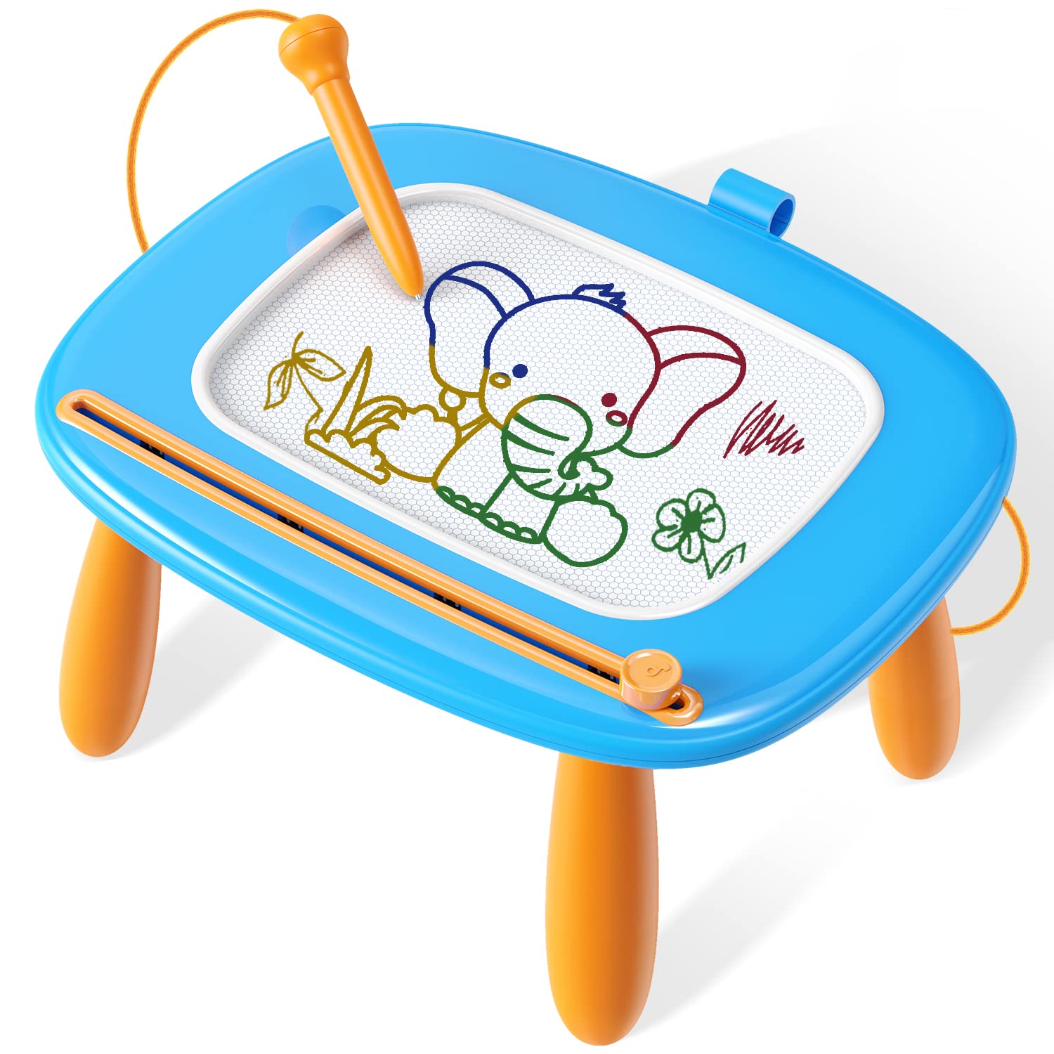 Seimome blue magnetic drawing board for doodling and early writing practice.