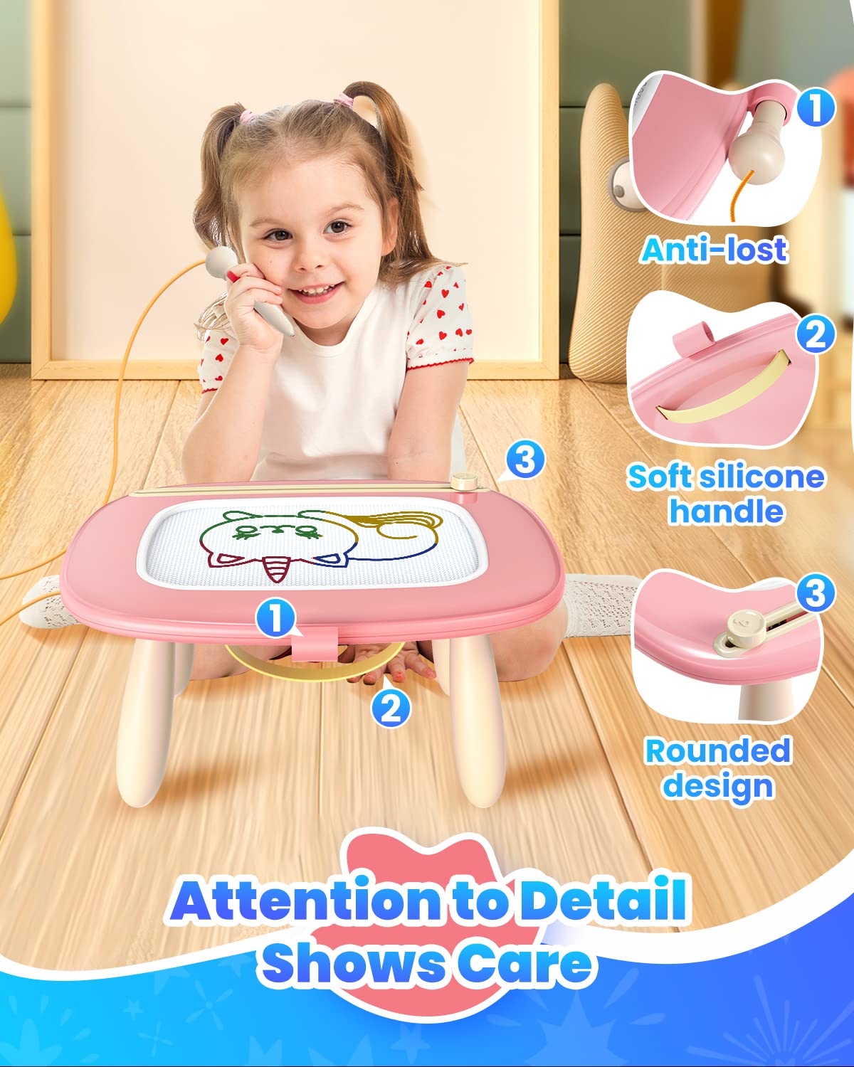 Stable detachable legs on Seimome drawing board provide a secure drawing base