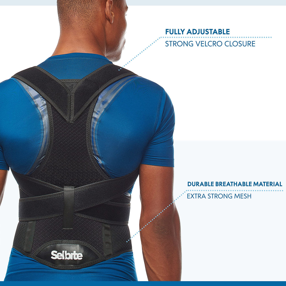 Selbite posture corrector features easy velcro closure for quick adjustments