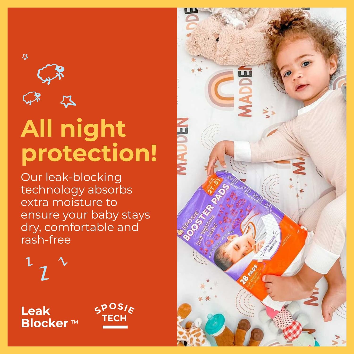 Select Kids Sposie adhesive-strip diaper pad stays securely in place.