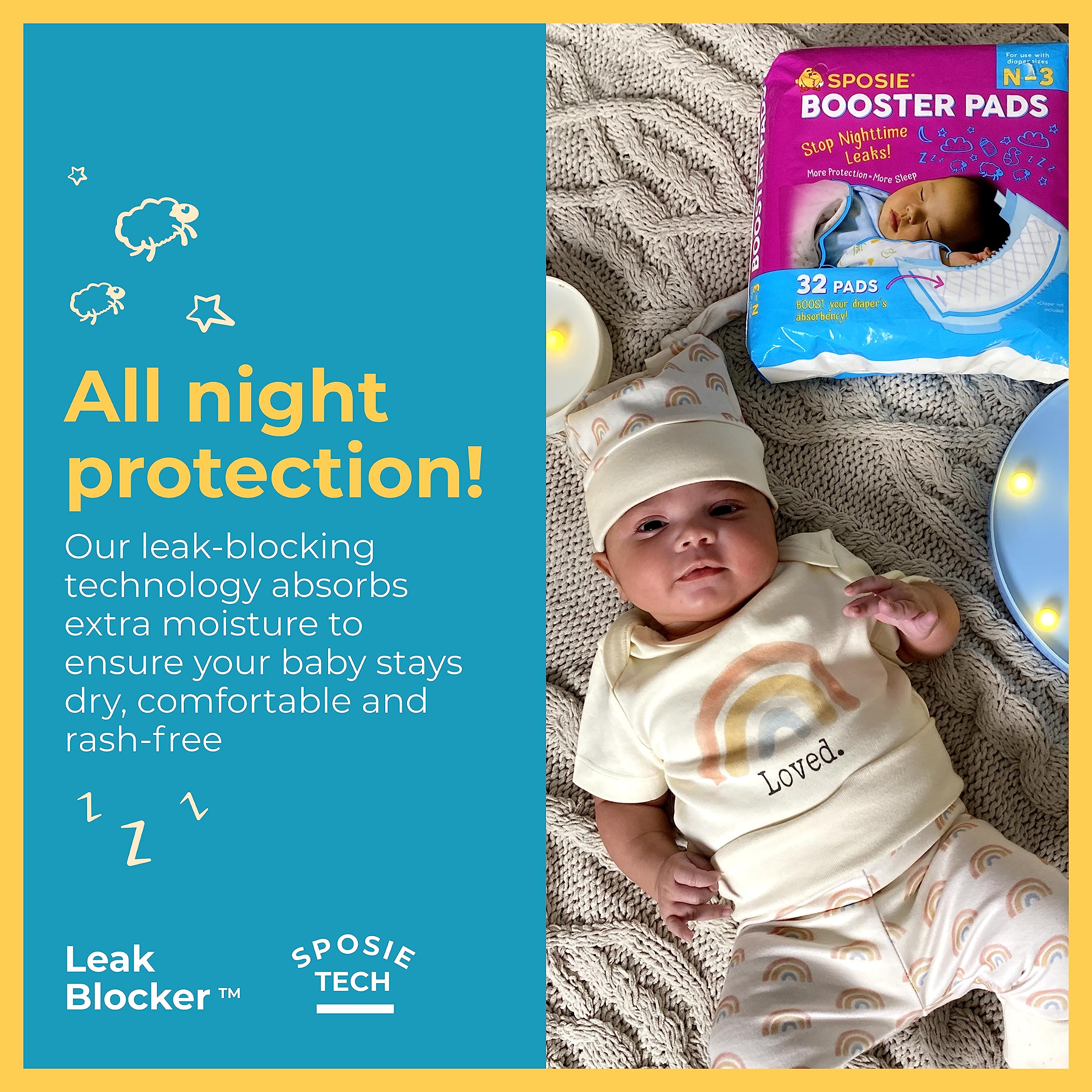 Select Kids Sposie Booster Pads laid flat showing thin, highly absorbent core