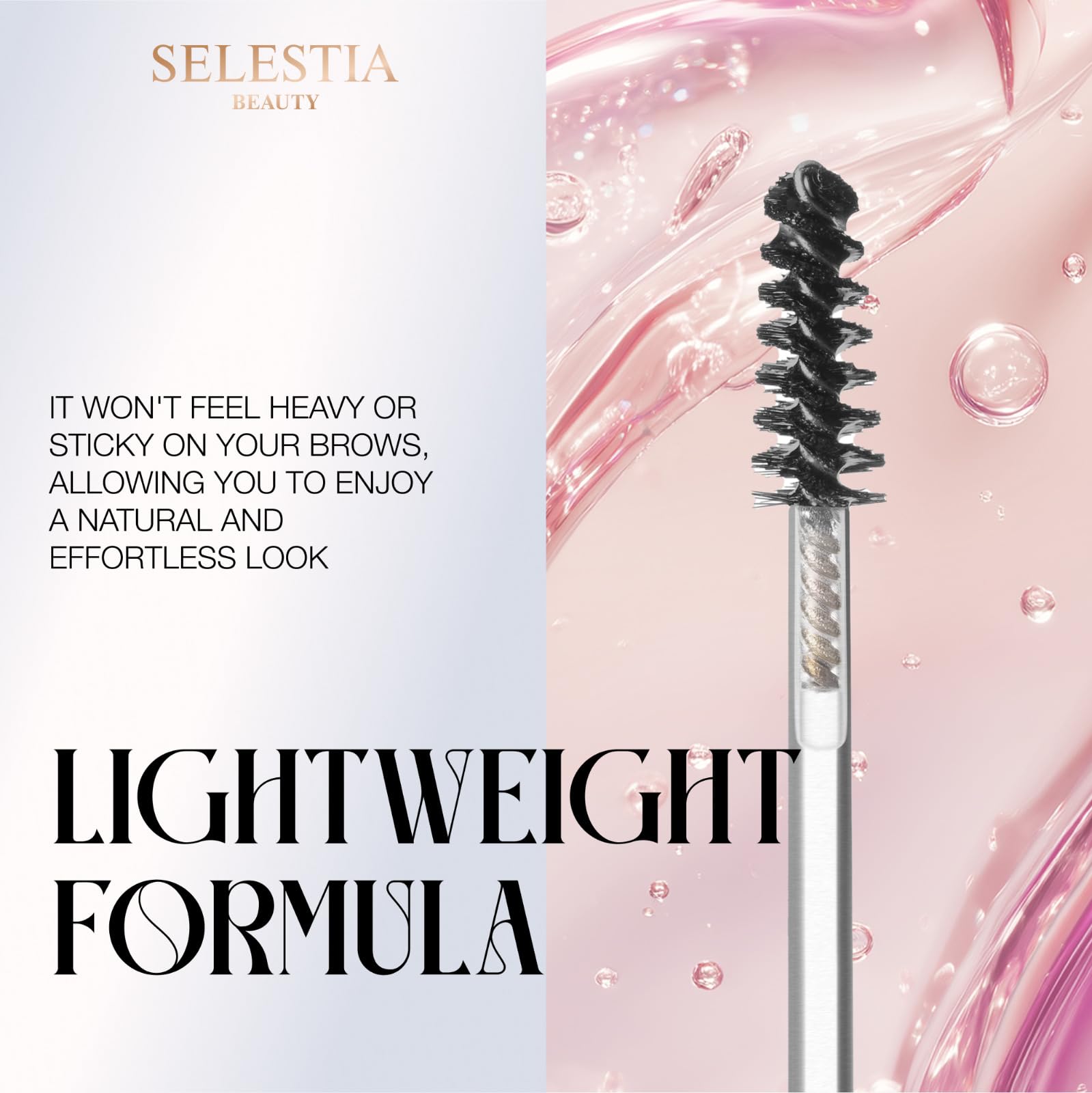 Selestia Beauty Clear Eyebrow Gel applying on brows for defined shape.