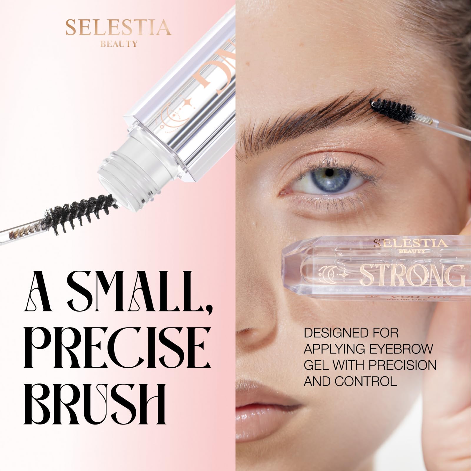 Selestia Beauty Clear Eyebrow Gel brush ensures precise, clean brow application.