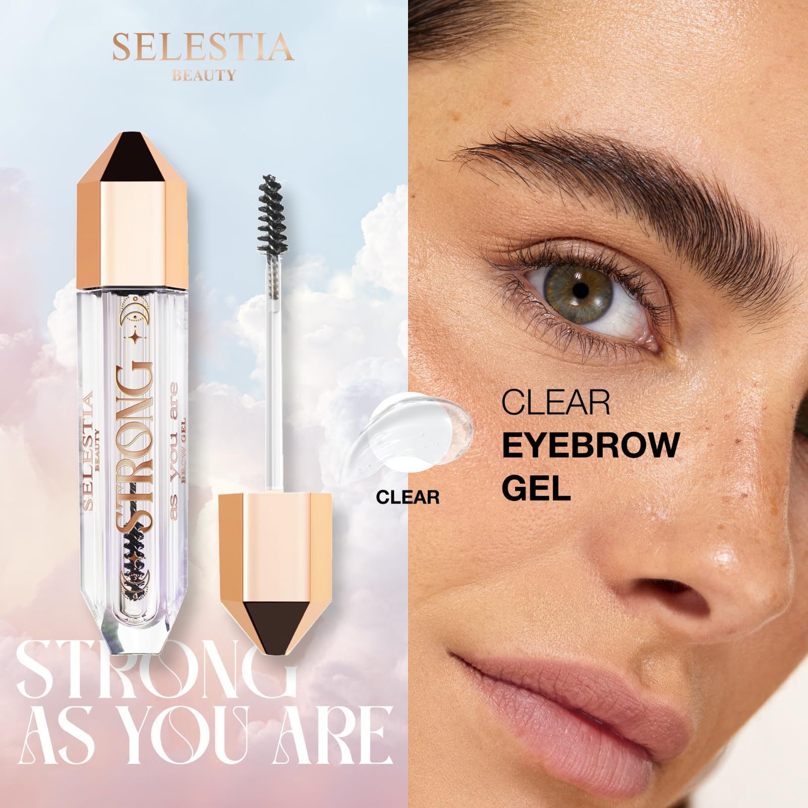 Selestia Beauty Clear Eyebrow Gel delivers a long-lasting hold for all-day definition.