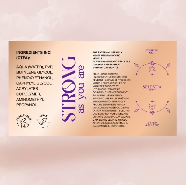 Selestia Beauty Clear Eyebrow Gel taming and defining brows for natural looks.