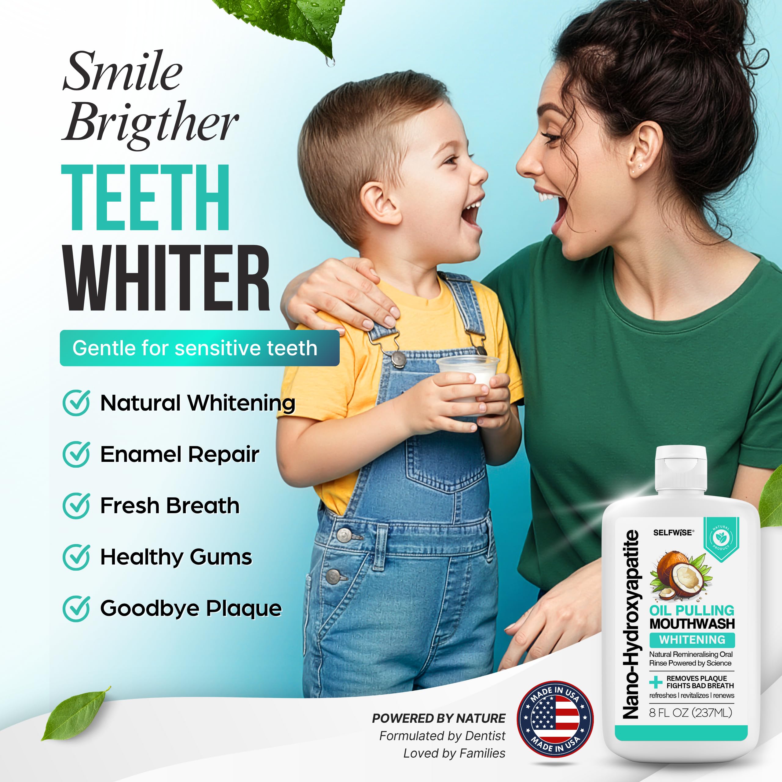 SELFWISE organic fluoride-free formula is gentle for sensitive teeth