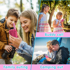 Selieve kids walkie talkie offers up to 3 miles range in open areas.