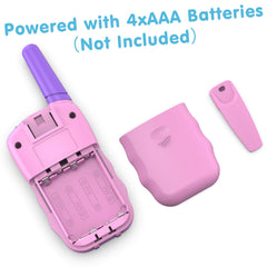 Selieve kids walkie talkies with backlit LCD display in use.
