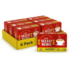 Sello Rojo espresso brick pack of 6 ready for fresh, aromatic brews