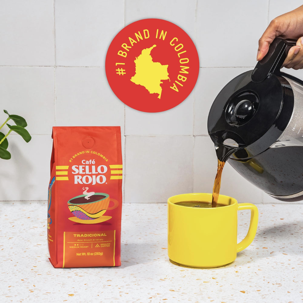 Sello Rojo Traditional Colombian origin beans evoke heritage and vibrant aroma.