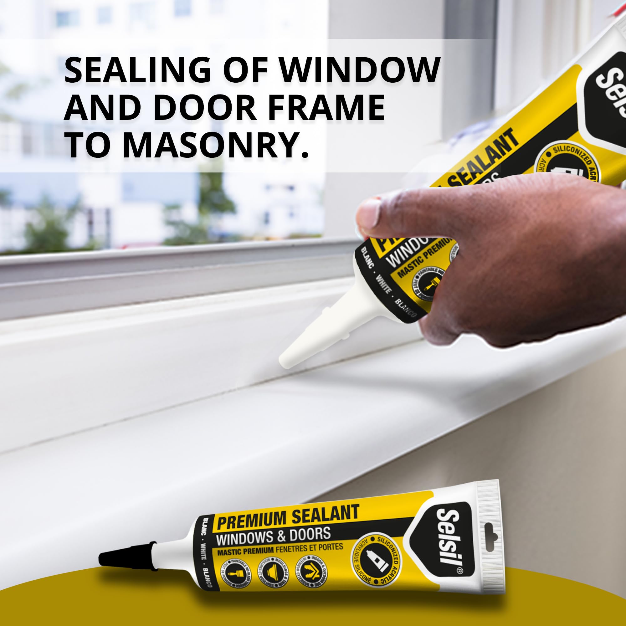 Selsil ideal for windows, doors, joints, and baseboards.