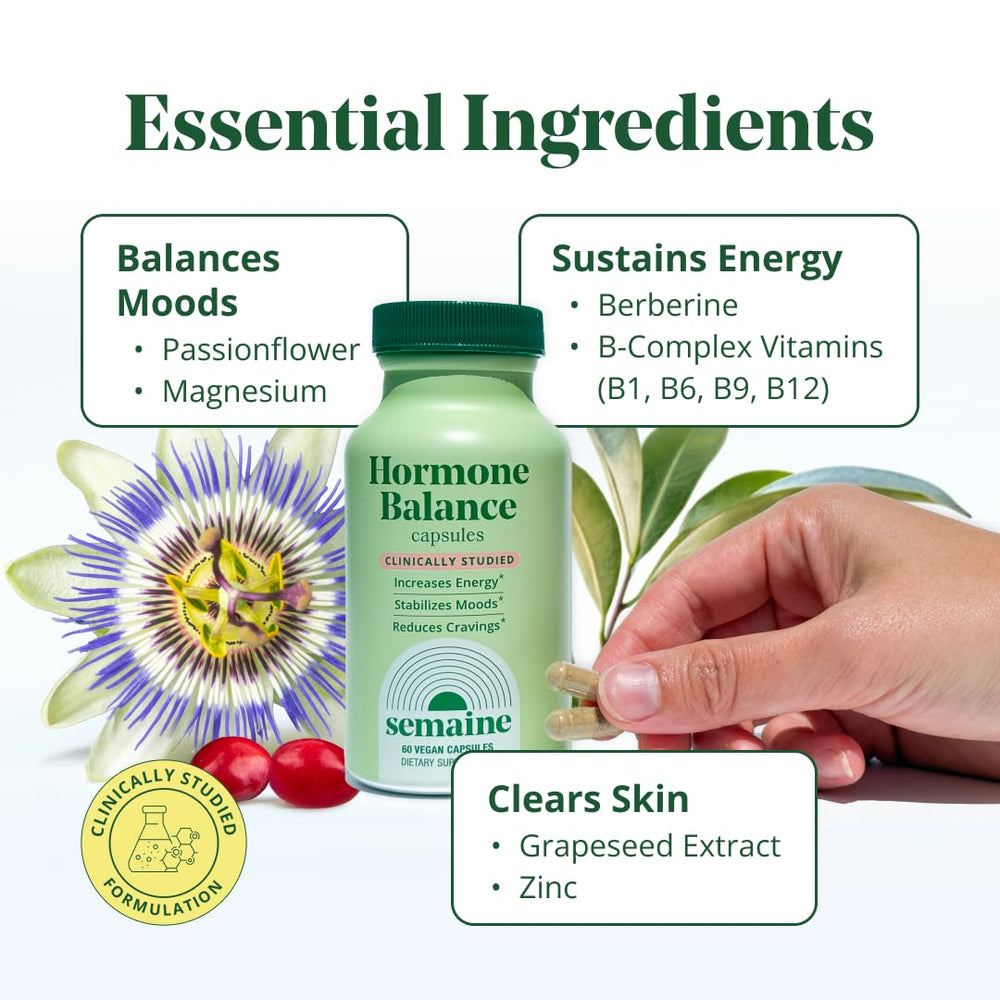 Semaine Hormone Balance with berberine phytosome for balanced energy and metabolism support.