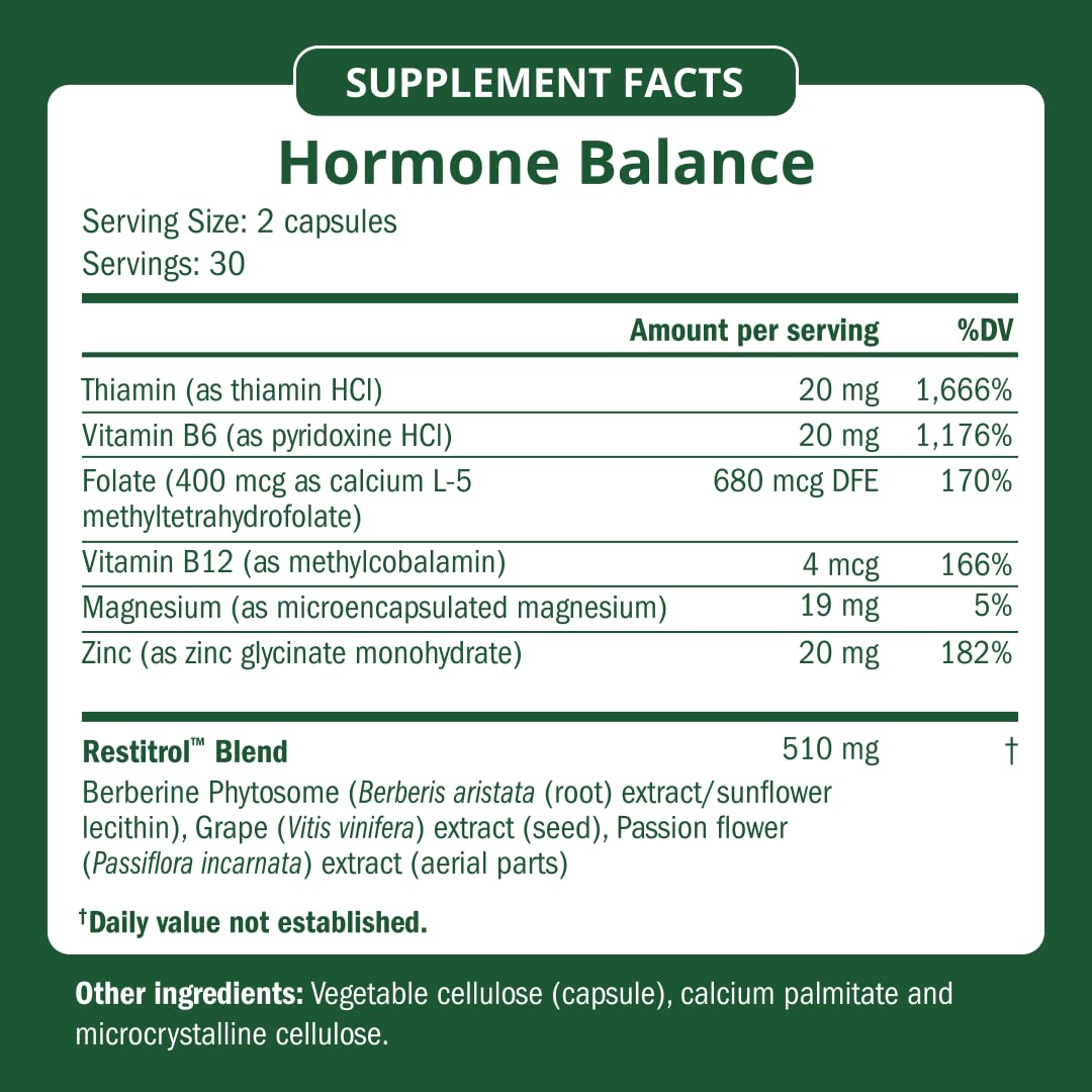 Semaine Hormone Balance ingredients layout emphasizing a multi‑ingredient blend.