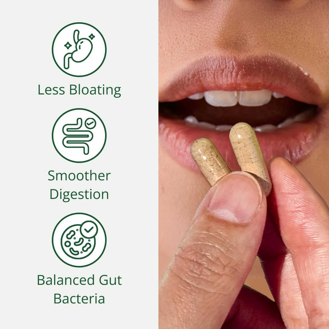 Close-up of Semaine capsules highlighting convenient daily digestive support.