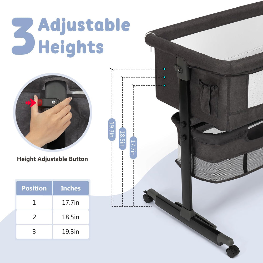 Semphis bedside-sleeper beside a bed for easy nighttime access.