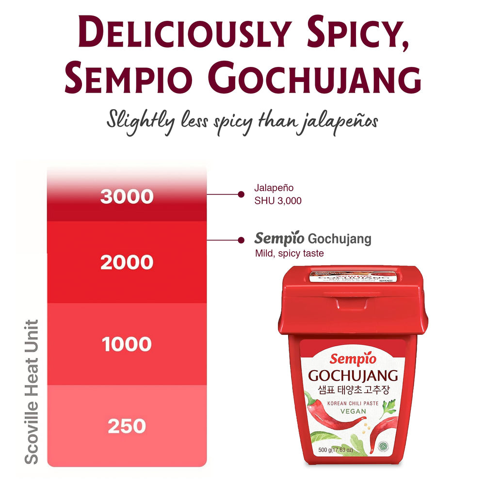 Sempio gochujang spoon dip image highlights convenient dipping and marinating.