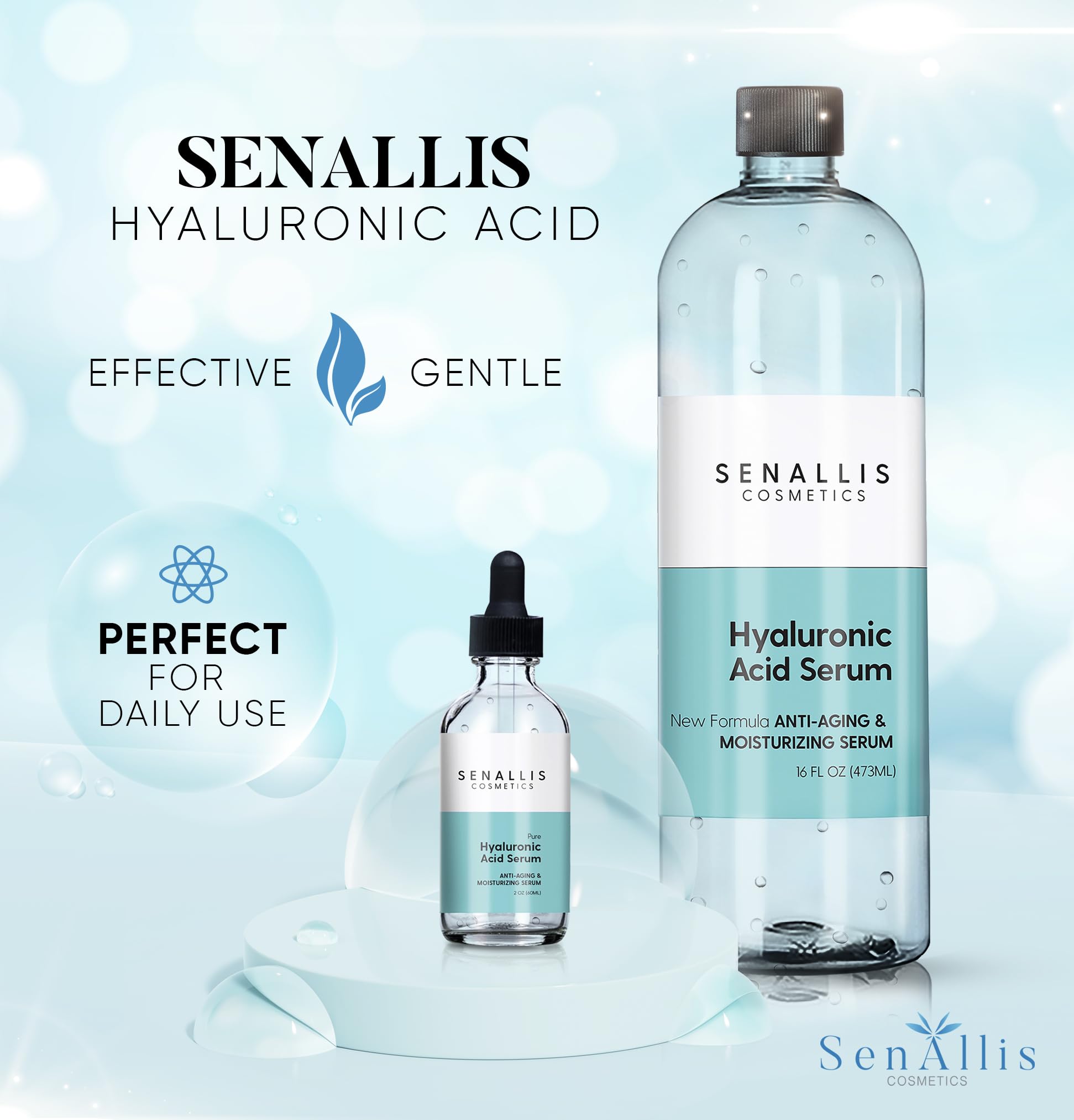 Made-in-USA label on SenAllis Hyaluronic Serum bottle.