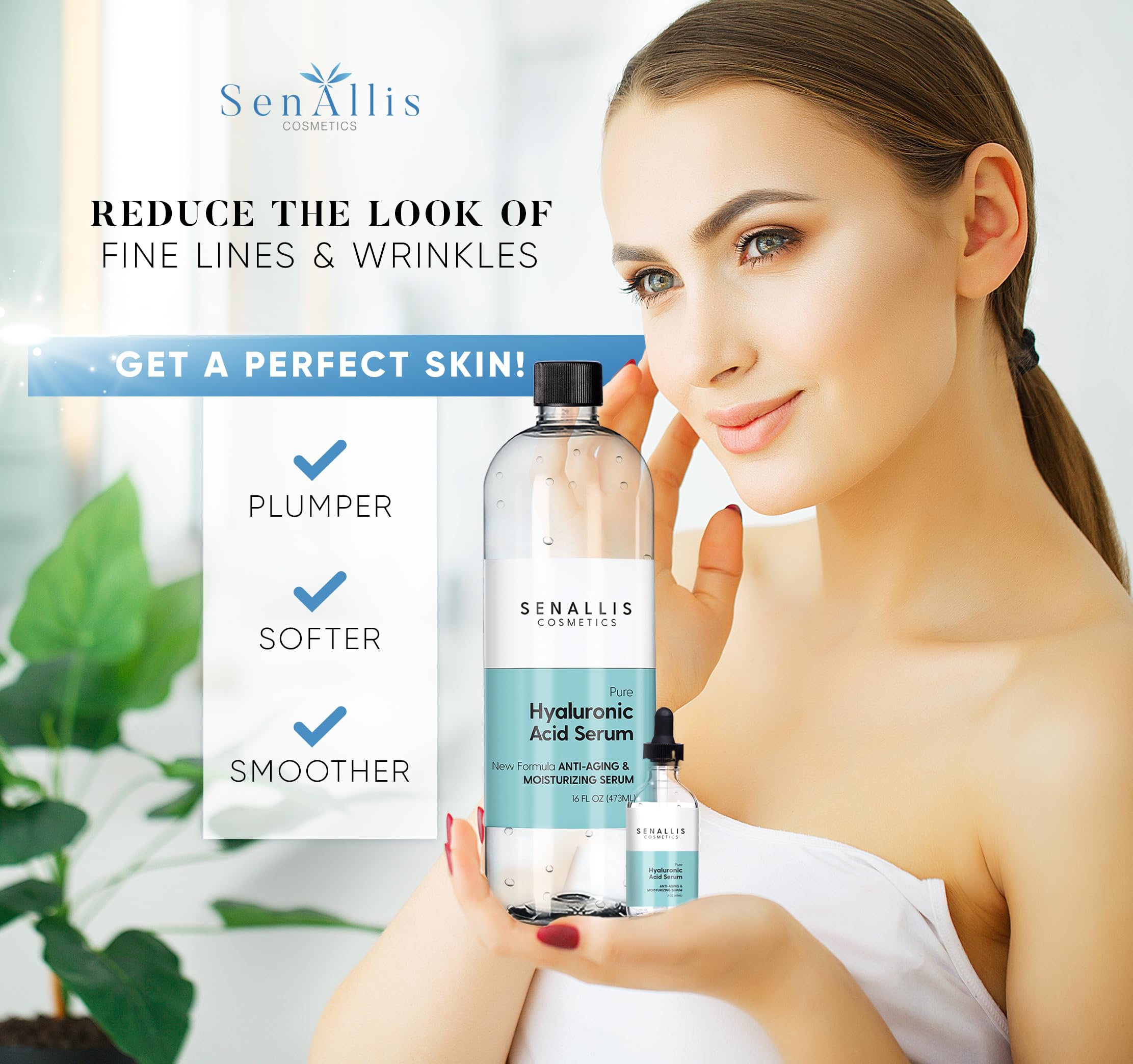 Close-up texture of SenAllis Hyaluronic Serum for smooth skin.
