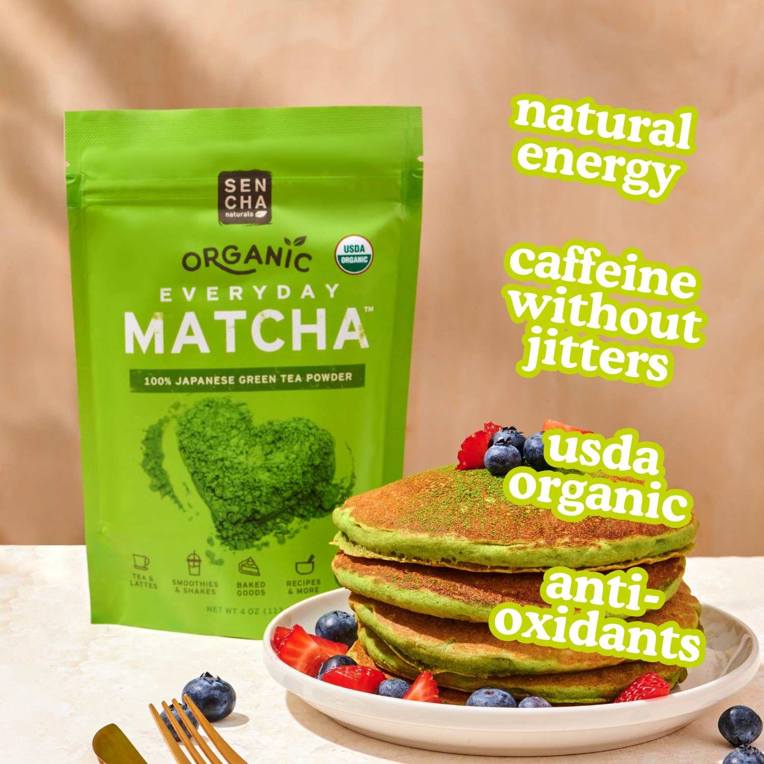 Sencha Naturals ceremonial-grade matcha packaging showcasing premium origin