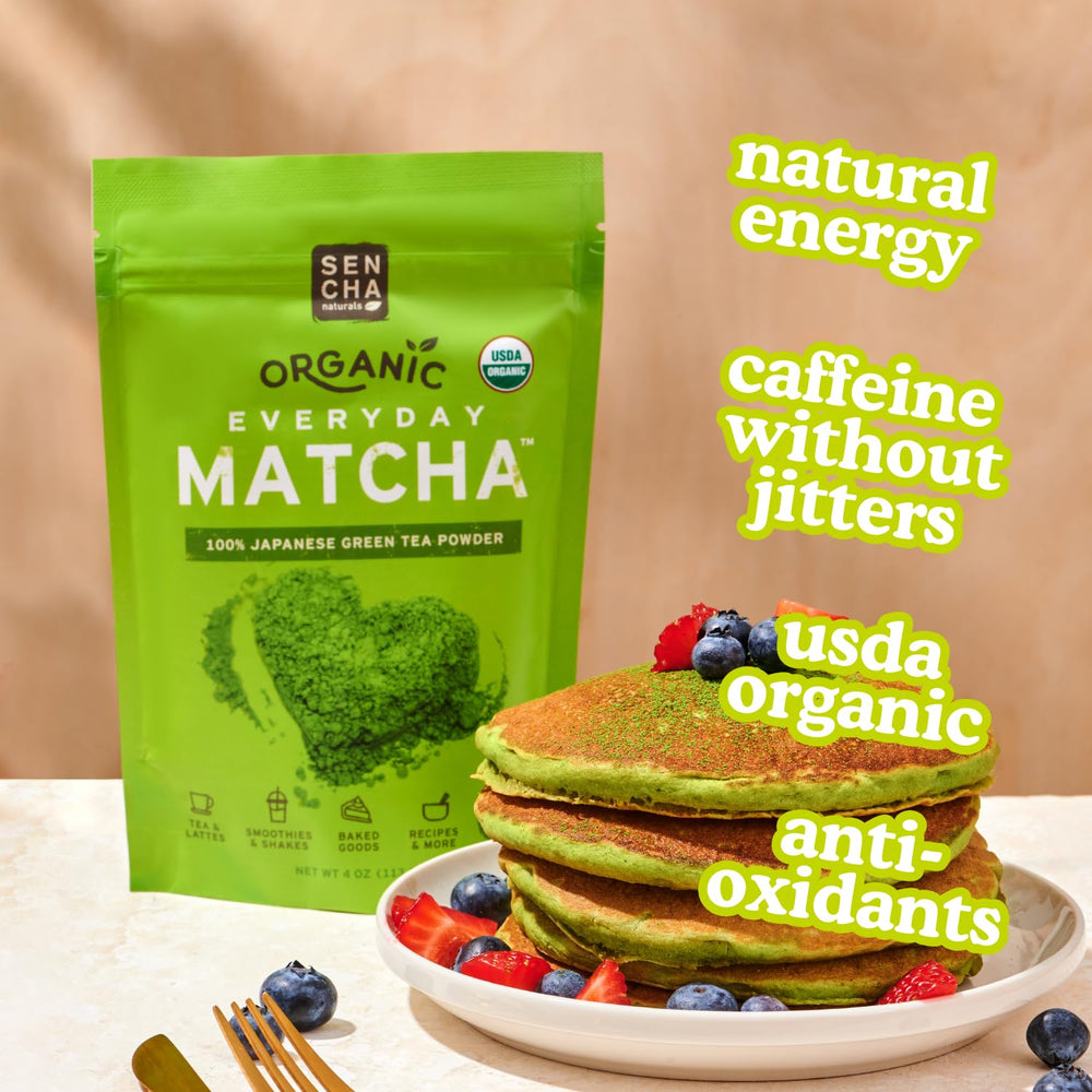 Sencha Naturals ceremonial-grade matcha packaging showcasing premium origin