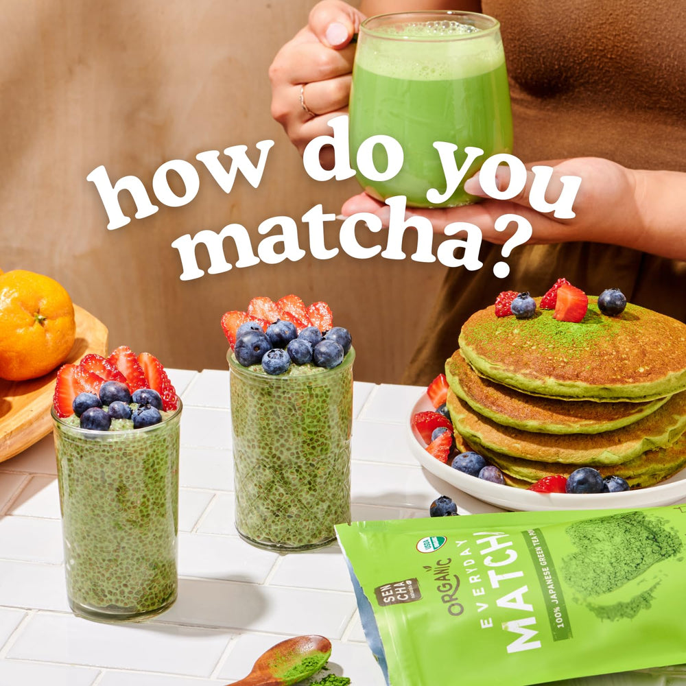 Sencha Naturals organic matcha powder detail on resealable bag