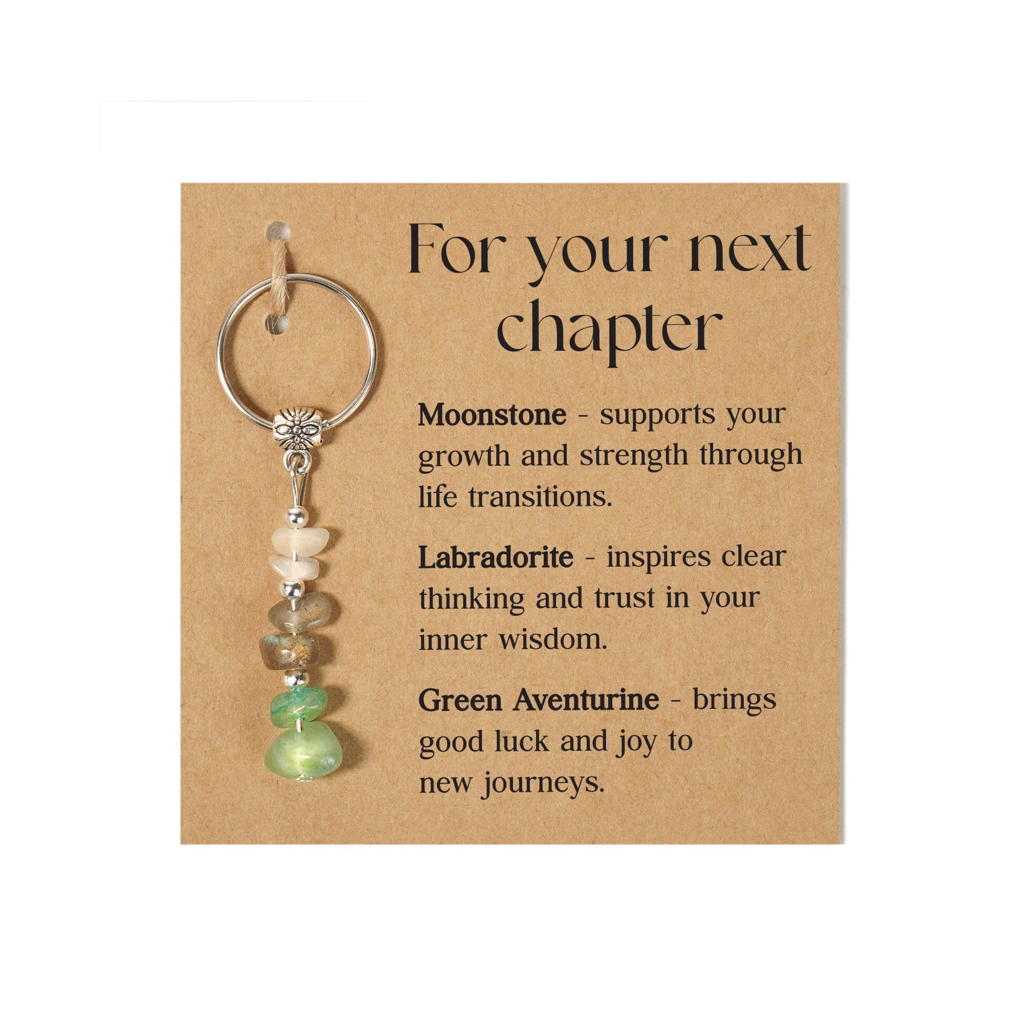 Sensemory Moonstone keychain with luminous shimmer for calm confidence on the go.