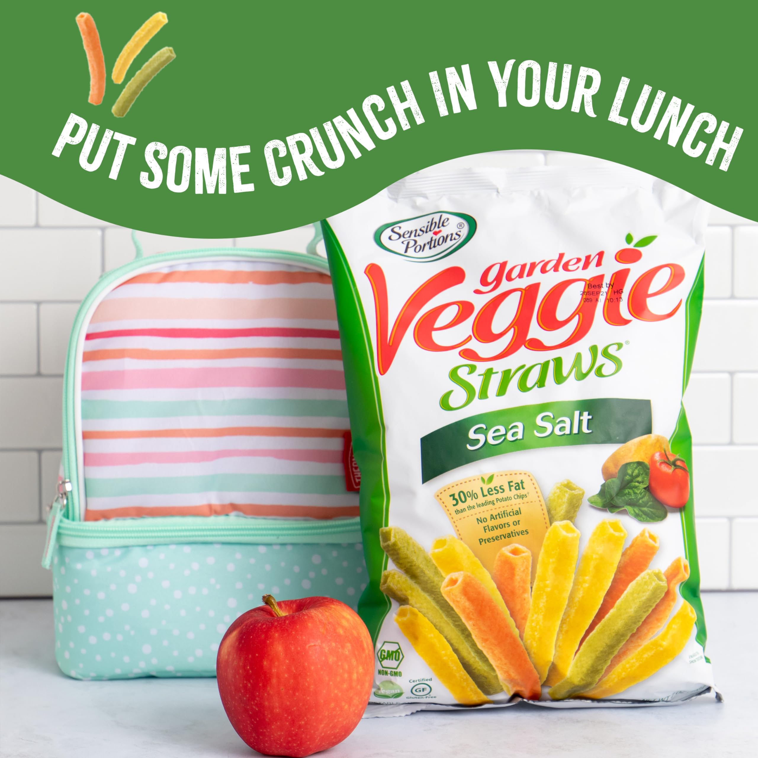 Sensible Portions 38 straws per serving shown in a single bag.
