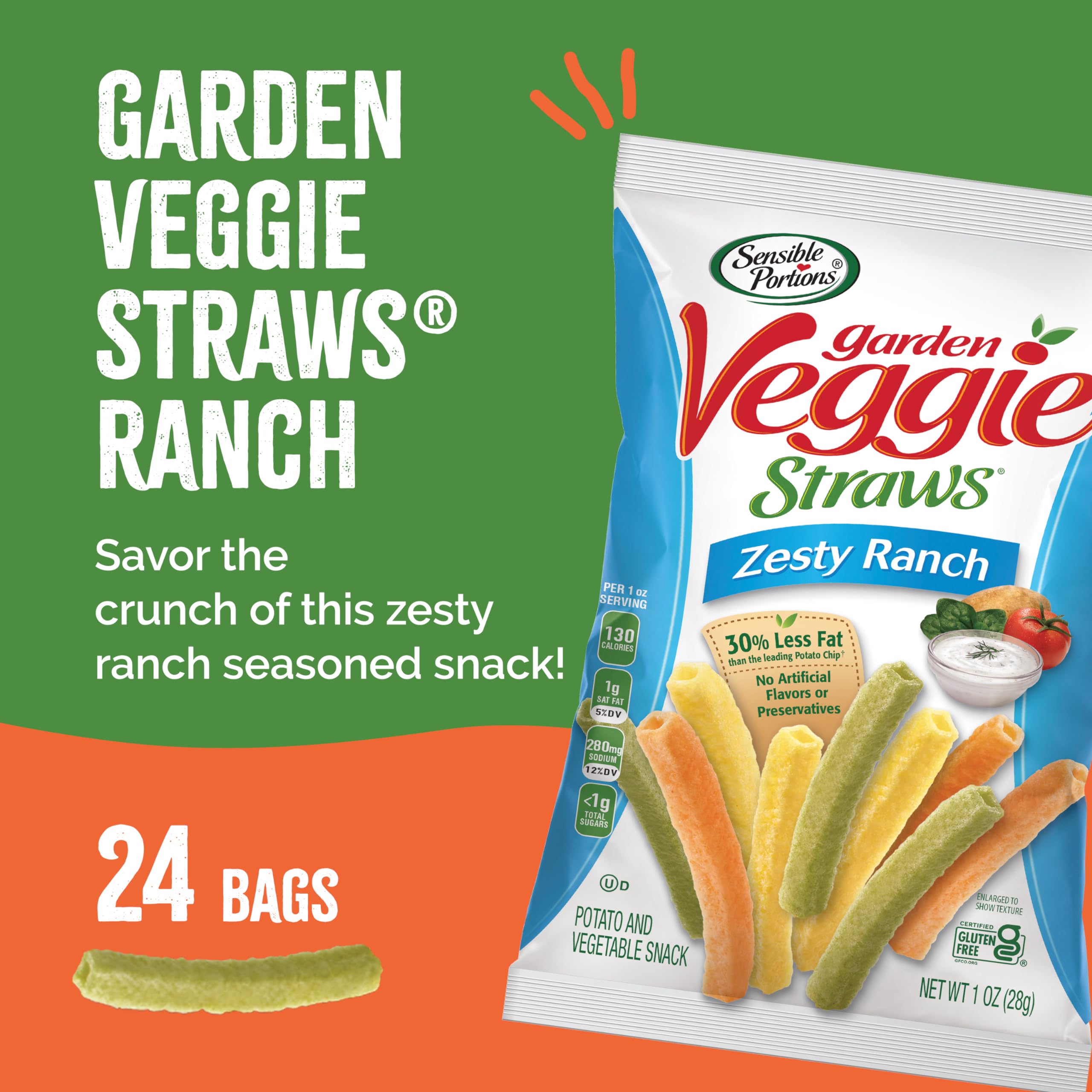 Sensible Portions Garden Veggie Snacks ingredients reveal a veggie-forward blend.