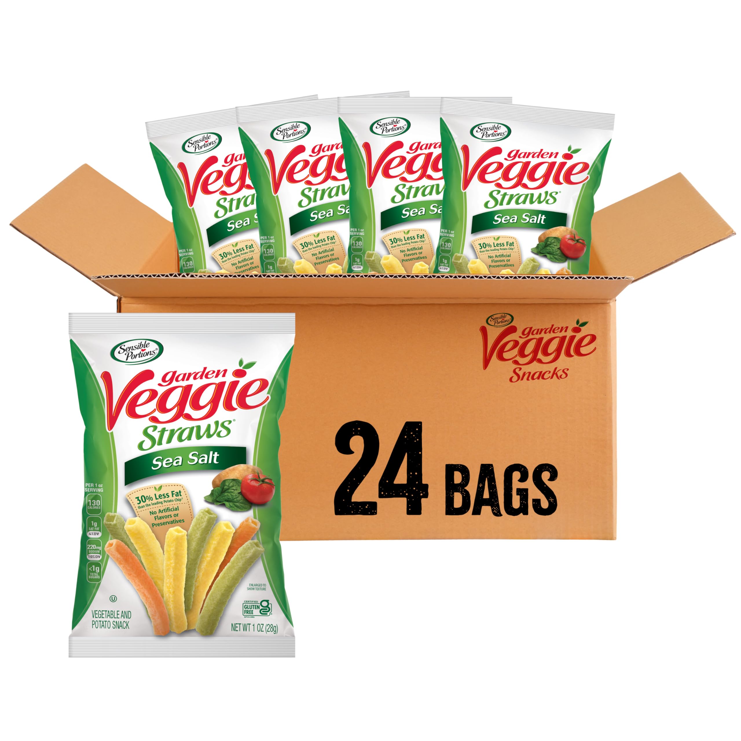 Sensible Portions Garden Veggie Snacks Sea Salt bag for easy 1oz portions.